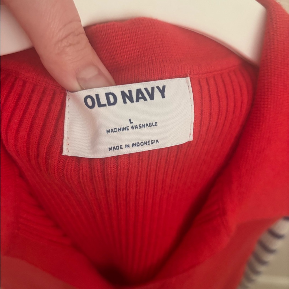 Old Navy Bright Red Ribbed Collared Tank - Picture 2 of 2